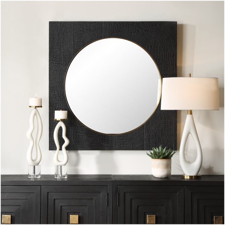 Uttermost Ember Black Square Mirror