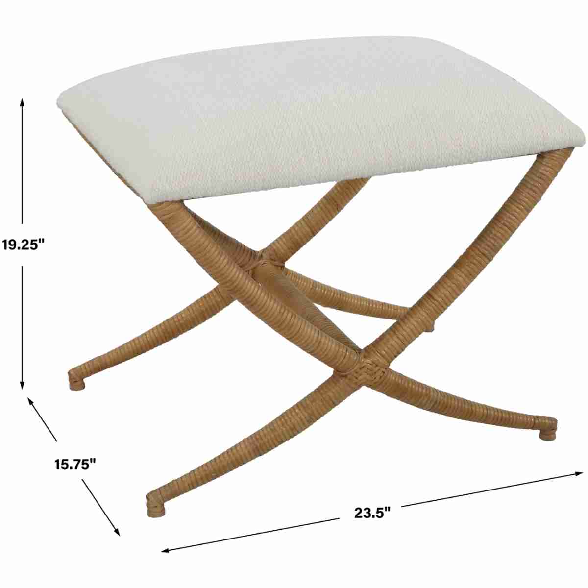 Expedition White Fabric Small Bench