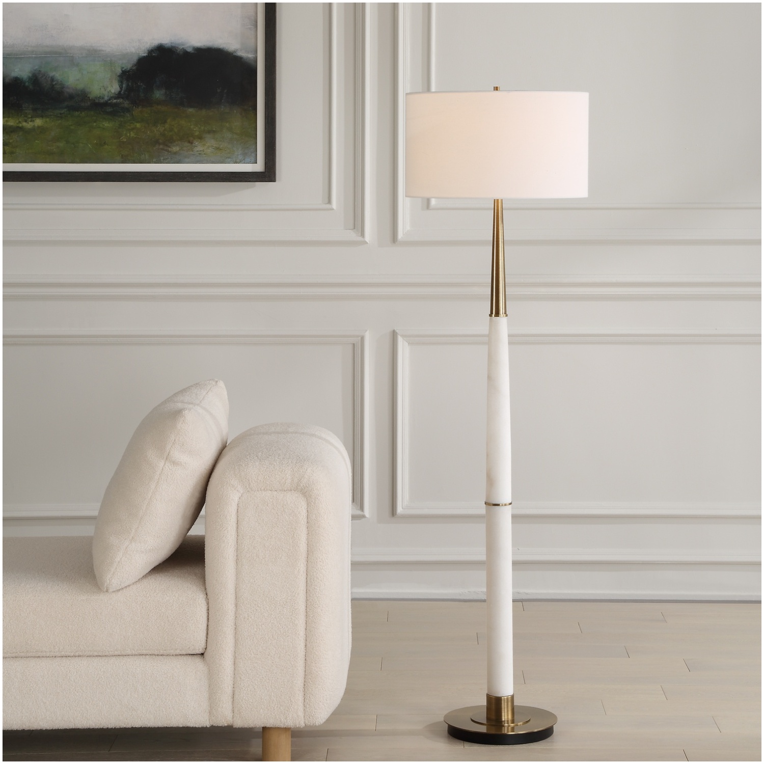 Uttermost Faro White Marble Floor Lamp