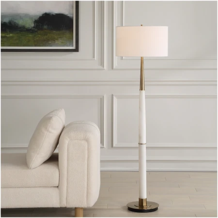 Uttermost Faro White Marble Floor Lamp