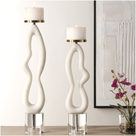 Uttermost Feamelo Ivory Stone Candleholders