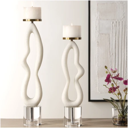 Uttermost Feamelo Ivory Stone Candleholders