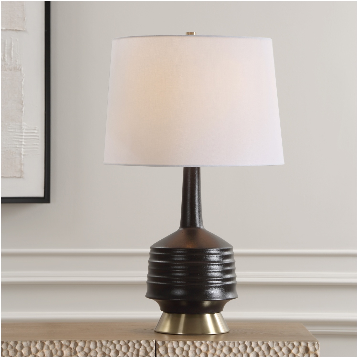 Uttermost Foster Black Glaze Table Lamp