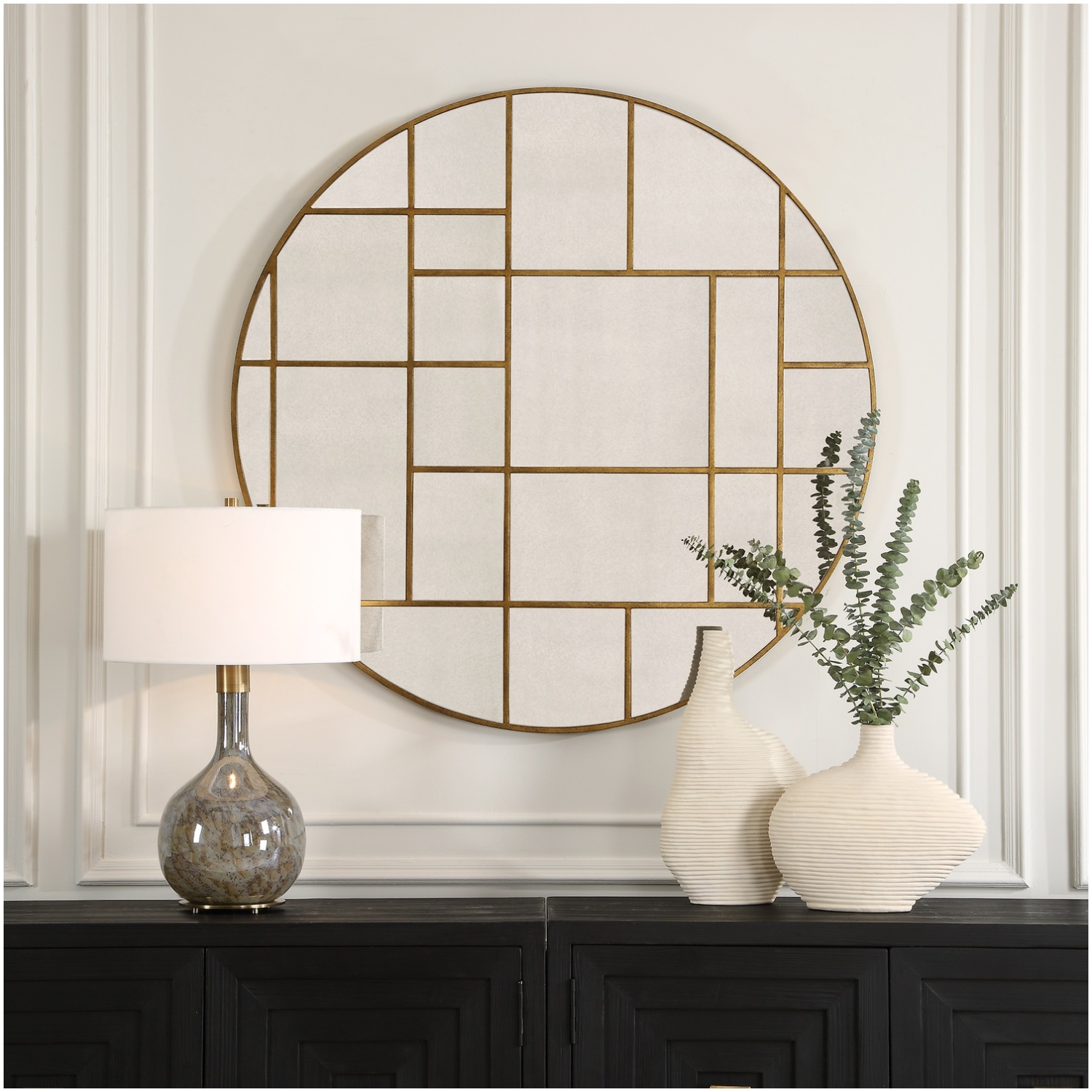 Uttermost Geometric Round Mirror