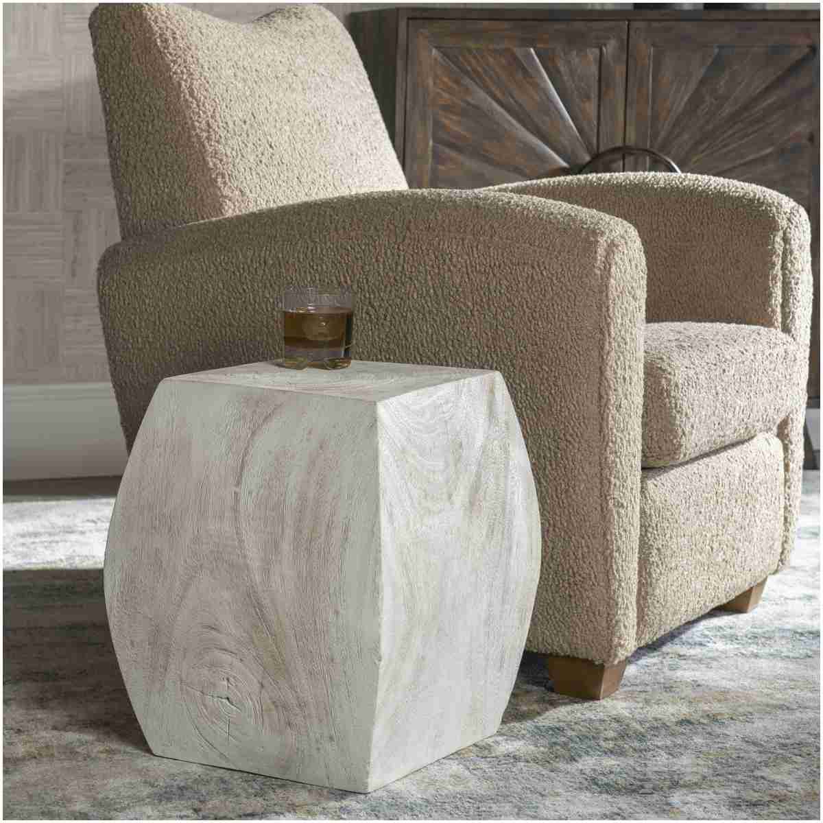 Uttermost Grove Ivory Wooden Accent Stool