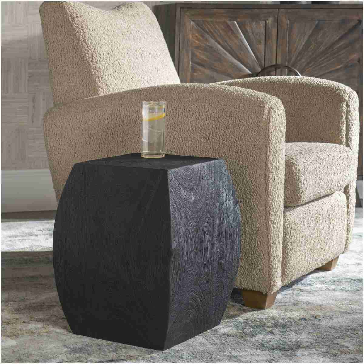 Uttermost Grove Black Wooden Accent Stool