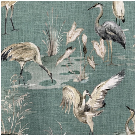 H-EGRET/GREEN - Prints Fabric Suitable For Drapery