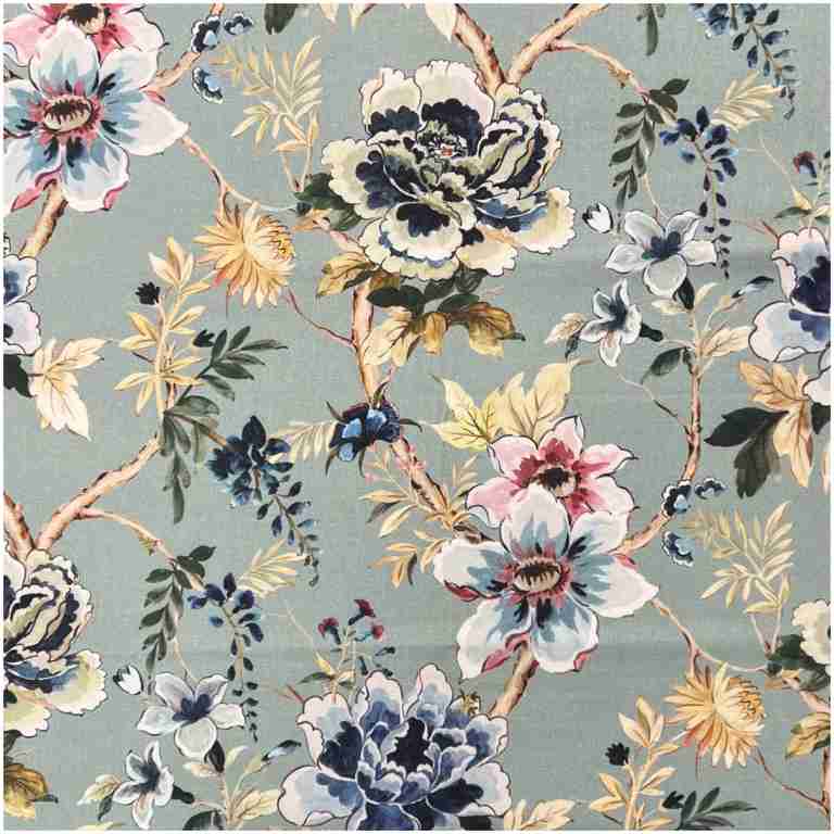 H-Miriam/Aqua - Prints Fabric Suitable For Drapery