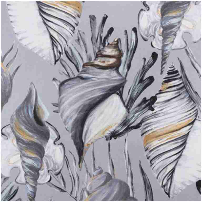 H-Seashells/Gray - Prints Fabric Suitable For Drapery