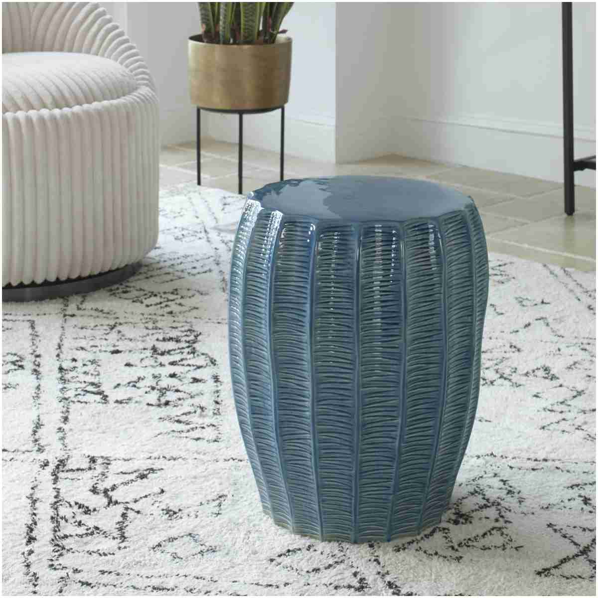 Uttermost Harbor Aque Blue Garden Stool