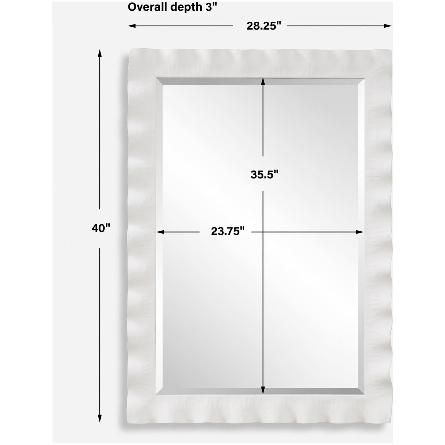 Haya White Scalloped Mirror