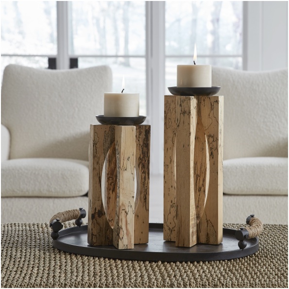 Uttermost Ilva Wood Candleholders Set/2