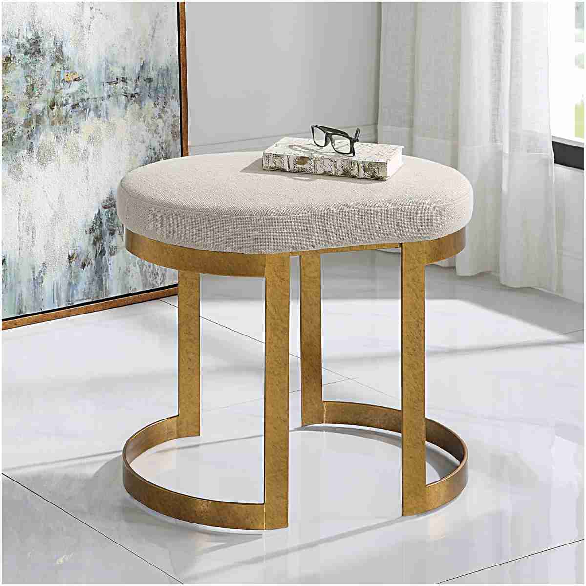 Uttermost Infinity Gold Accent Stool