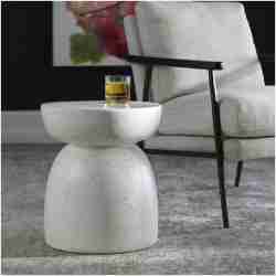 Uttermost Inhale Cast White Accent Table