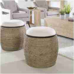 Uttermost Island Straw Accent Stool