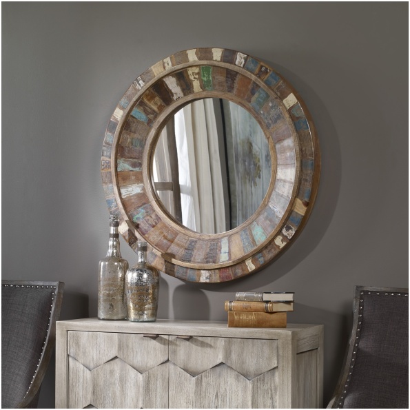 Uttermost Jeremiah Round Wood Mirror