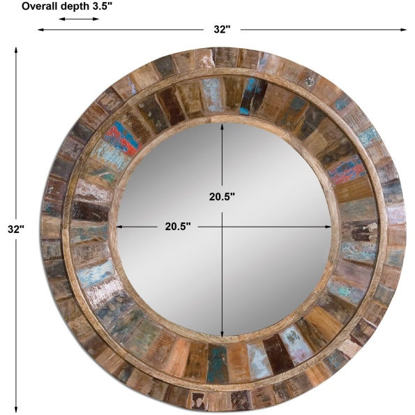 Jeremiah Round Wood Mirror