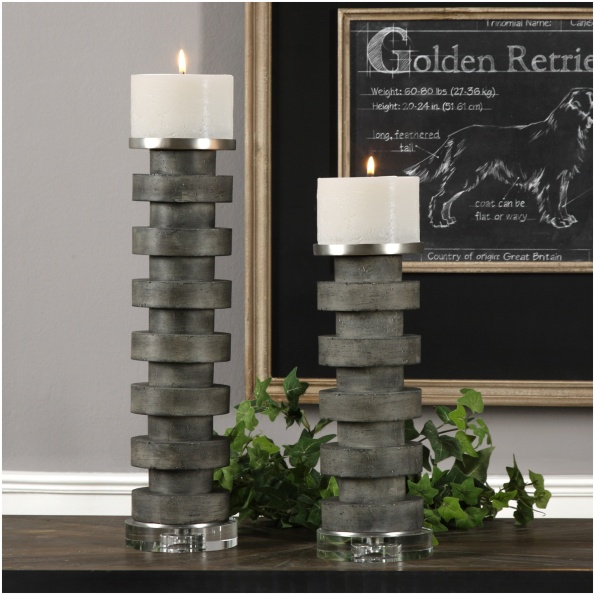 Uttermost Karun Concrete Candleholders S/2