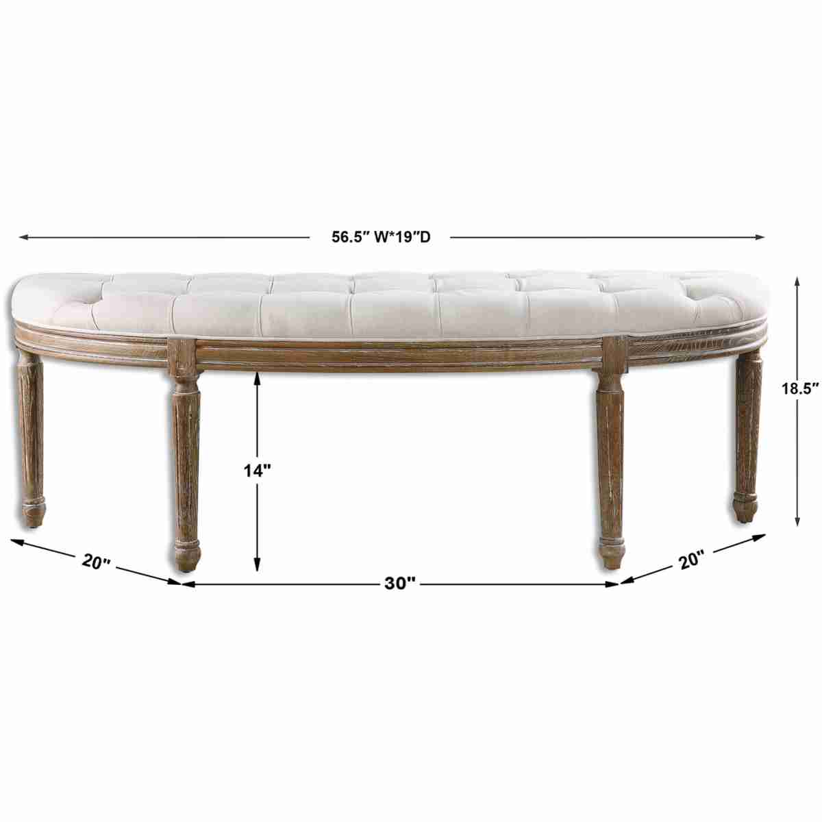 Leggett Tufted White Bench