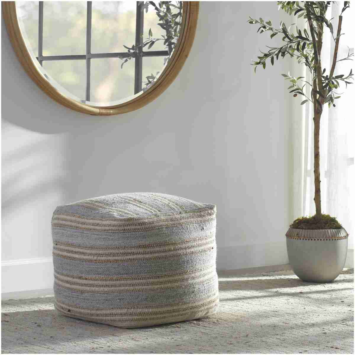 Uttermost Mesick Handwoven Gray Pouf