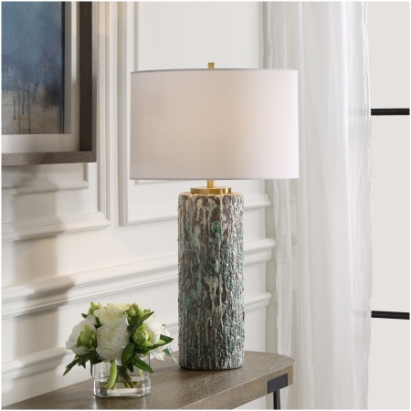 Uttermost Meltdown Ivory Teal Table Lamp