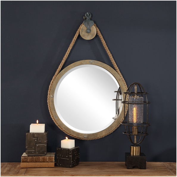 Uttermost Melton Round Pulley Mirror