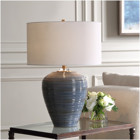 Uttermost Moher Glossy Blue Table Lamp