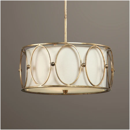 Uttermost Ovala 3 Light Gold Drum Pendant