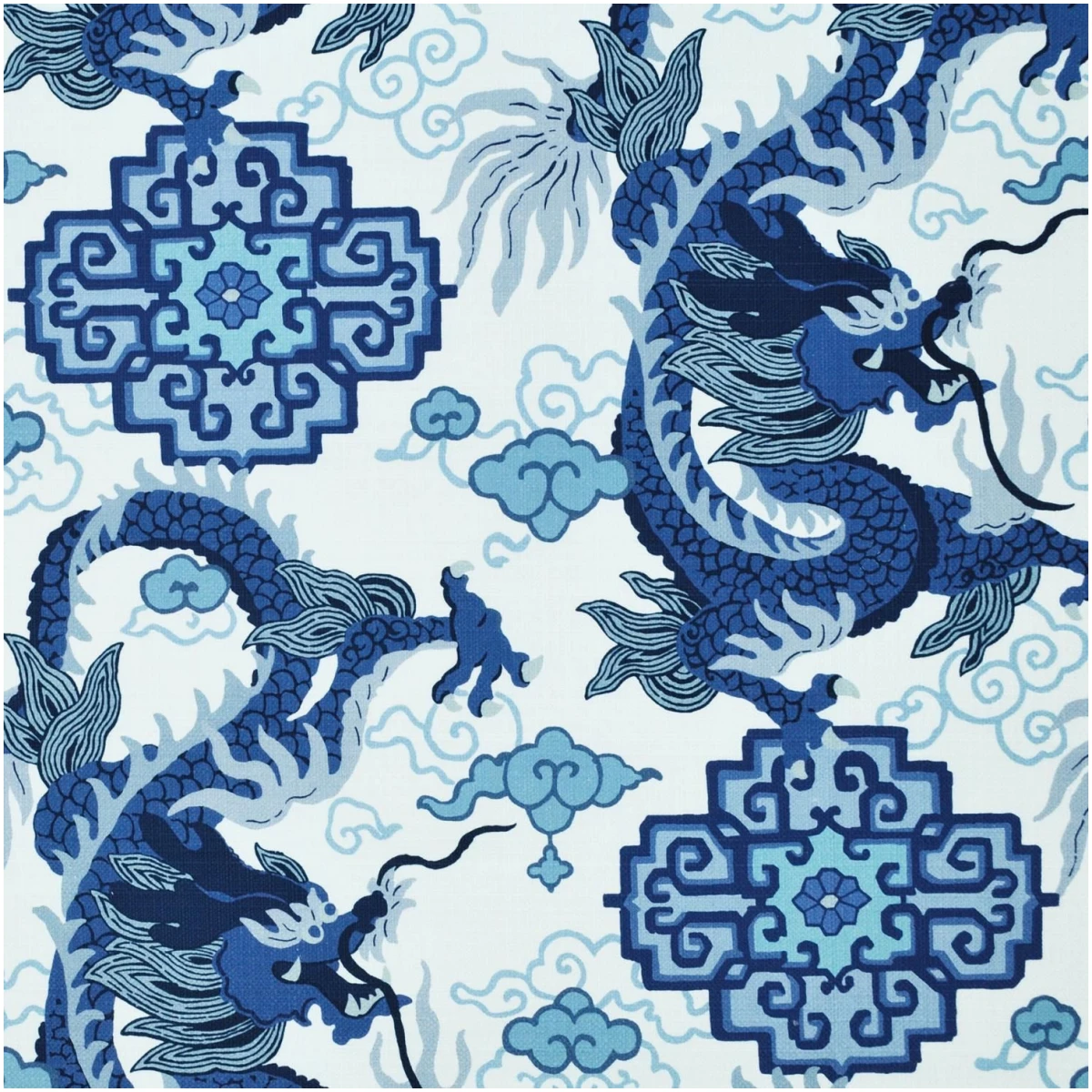 P-Pragon/Blue - Prints Fabric Suitable For Drapery