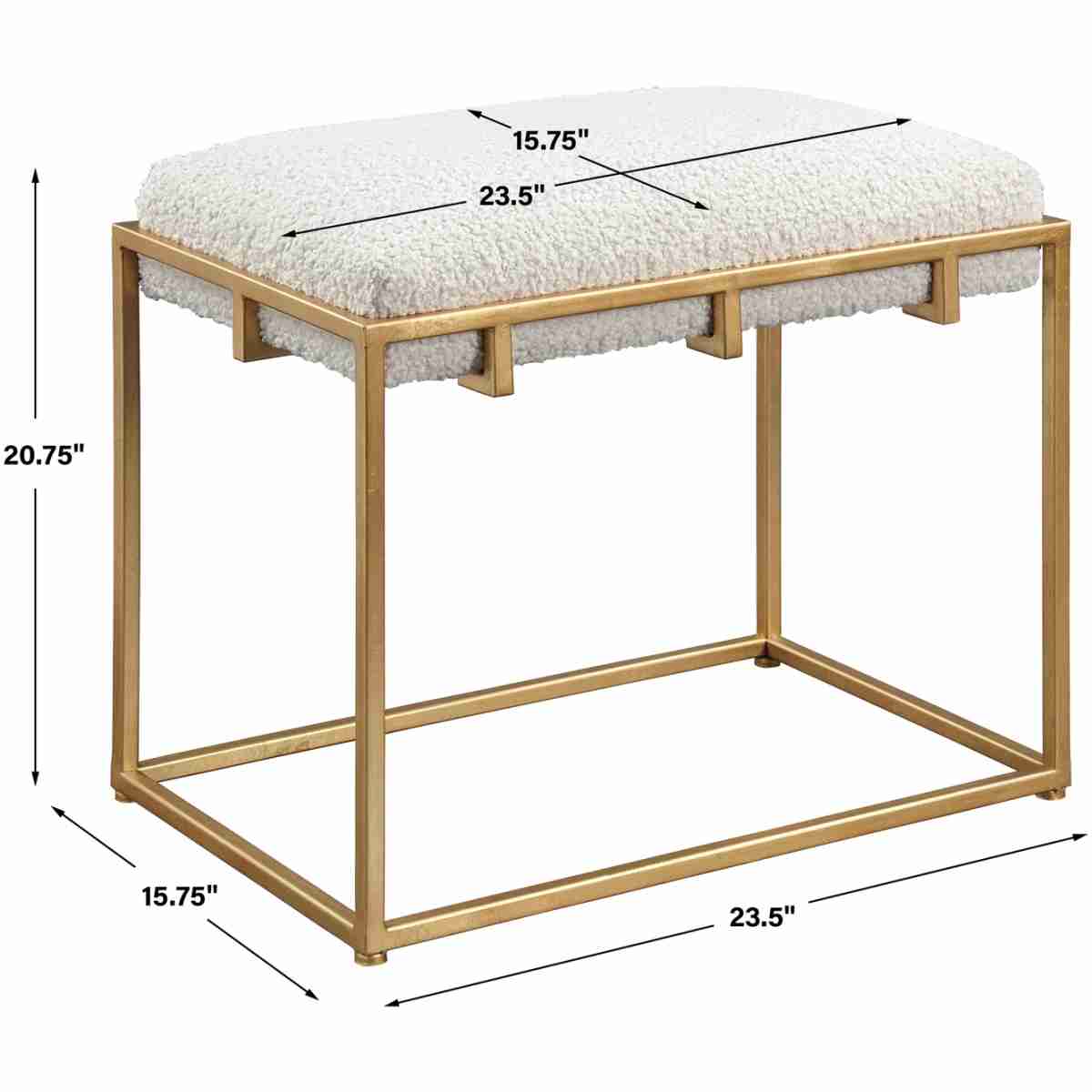 Paradox Small Gold & White Shearling Bench