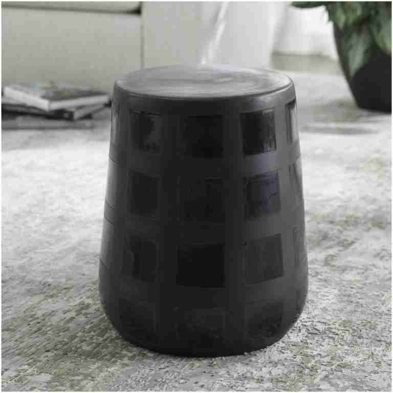 Uttermost Patchwork Gridded Black Garden Stool