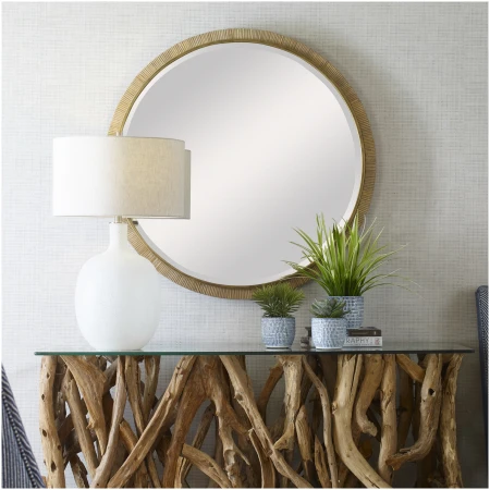 Uttermost Paradise Round Rattan Mirror