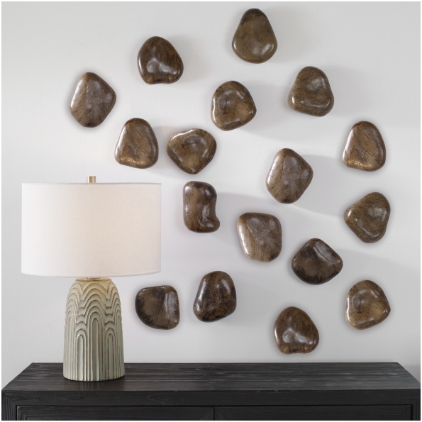 Pebbles Walnut Wood Wall Décor