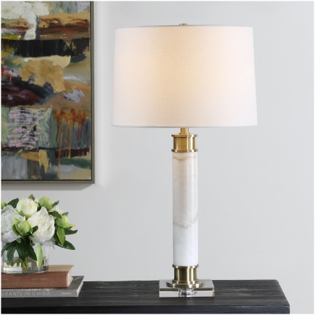 Uttermost Plinth White Marble Table Lamp