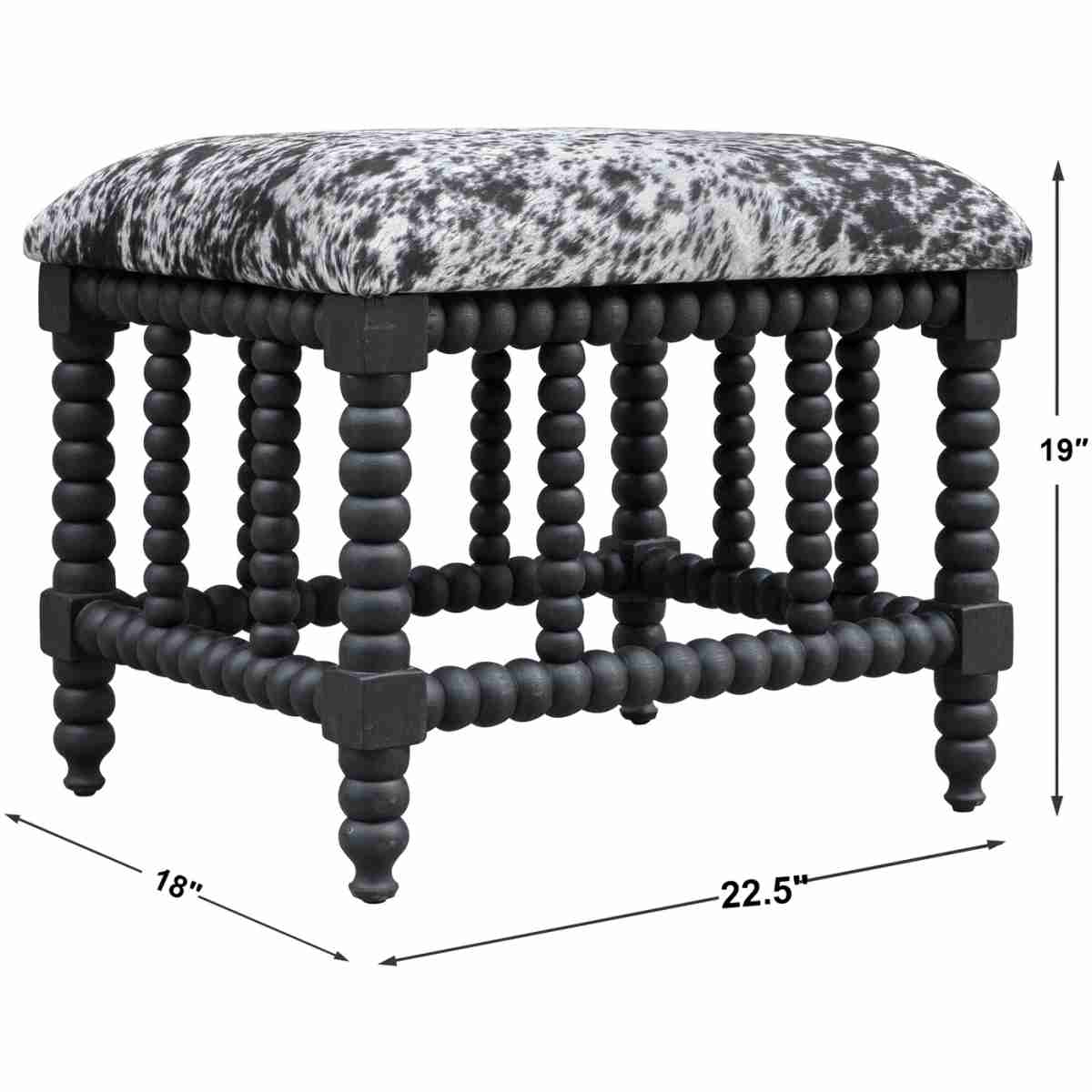 Rancho Faux Cow Hide Small Bench