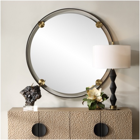 Uttermost Radius Round Bronze Iron Mirror