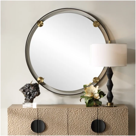 Uttermost Radius Round Bronze Iron Mirror