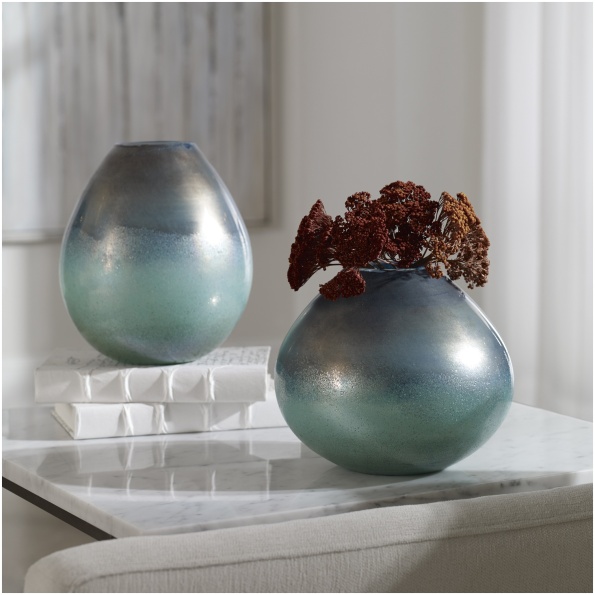 Rian Aqua Bronze Vases