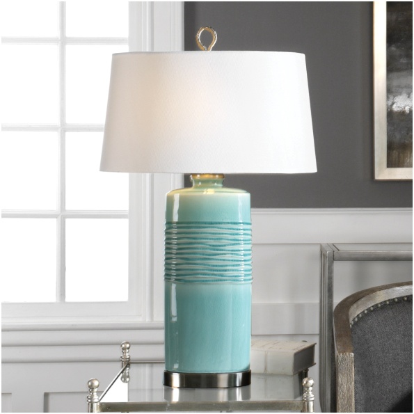 Uttermost Rila Distressed Teal Table Lamp