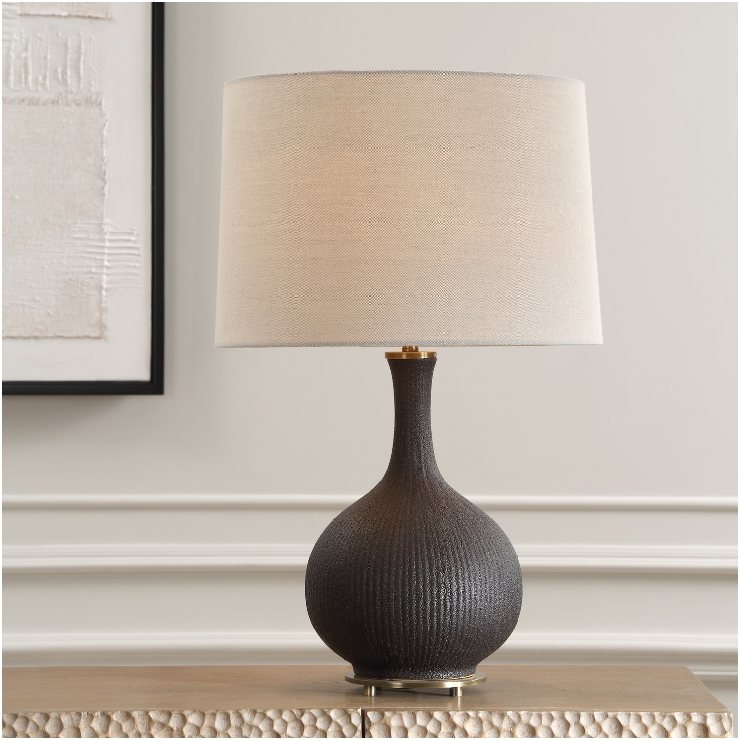 Uttermost Rimini Black Glaze Table Lamp