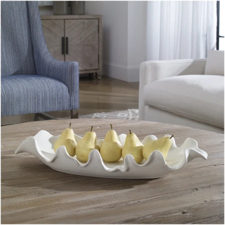 Uttermost Ruffled Feathers Modern White Bowl