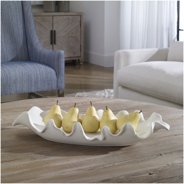 Uttermost Ruffled Feathers Modern White Bowl