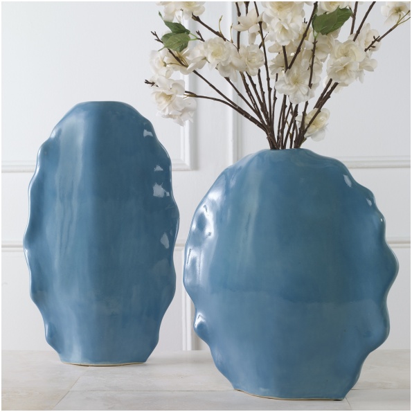 Ruffled Feathers Blue Vases