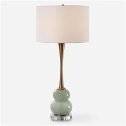 Sanctuary-Green Gray Glass Table Lamp