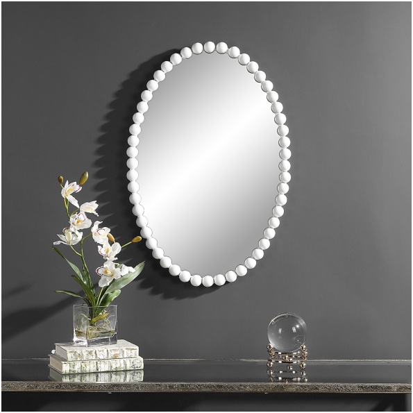 Uttermost Serna White Oval Mirror