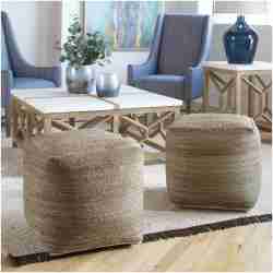 Uttermost Shiro Beige Pouf