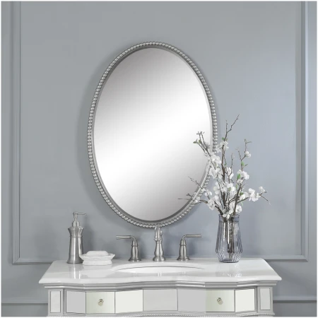 Uttermost Sherise Brushed Nickel Oval Mirror