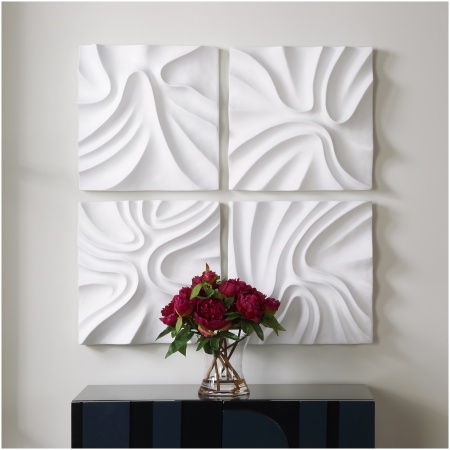 Uttermost Snowdrift Scultped White Wall Decor