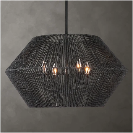 Uttermost Suva 4 Light Black Rope Pendant