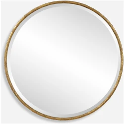 Sutton-Aged Gold Round Mirror